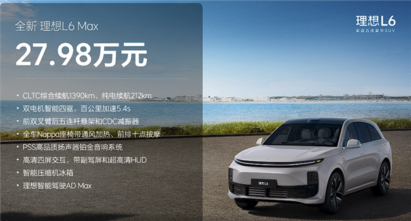 24.98萬起！理想L6 72小時定單破10000輛：小象灰最受歡迎