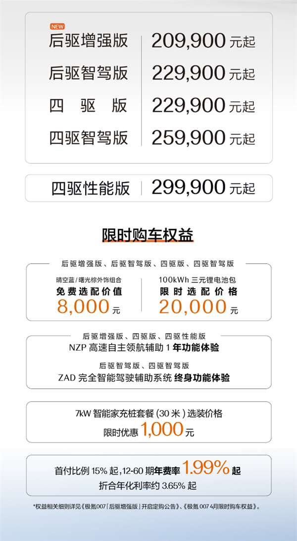 硬剛小米SU7 極氪007增強版上市：800V僅售20.99萬元