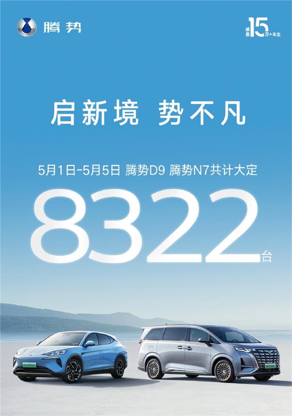 比亞迪騰勢五一假期銷量8322臺：騰勢D9占比超80%