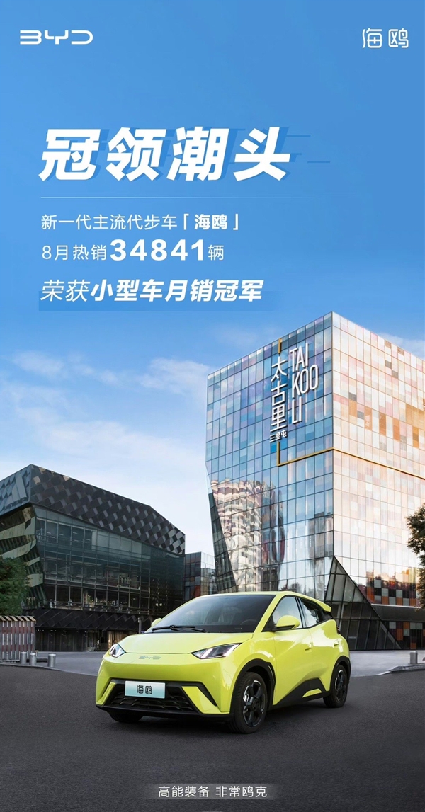 教做車！比亞迪海鷗8月狂賣3.4萬臺：成國內(nèi)小型車月銷冠軍
