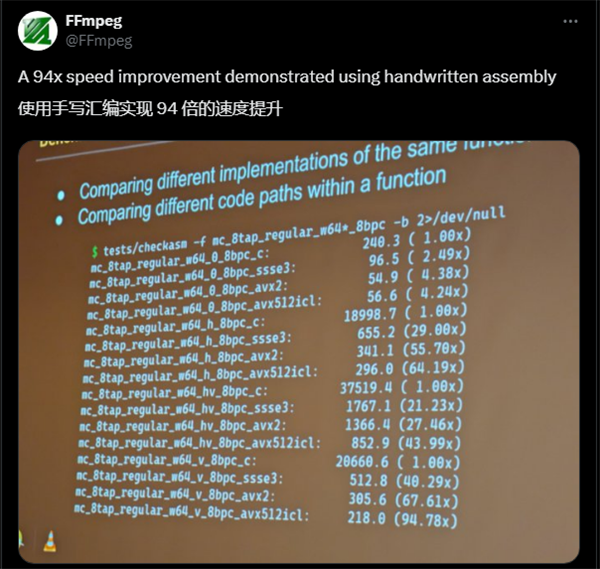 FFmpeg手寫AVX-512匯編代碼：性能暴漲94倍！