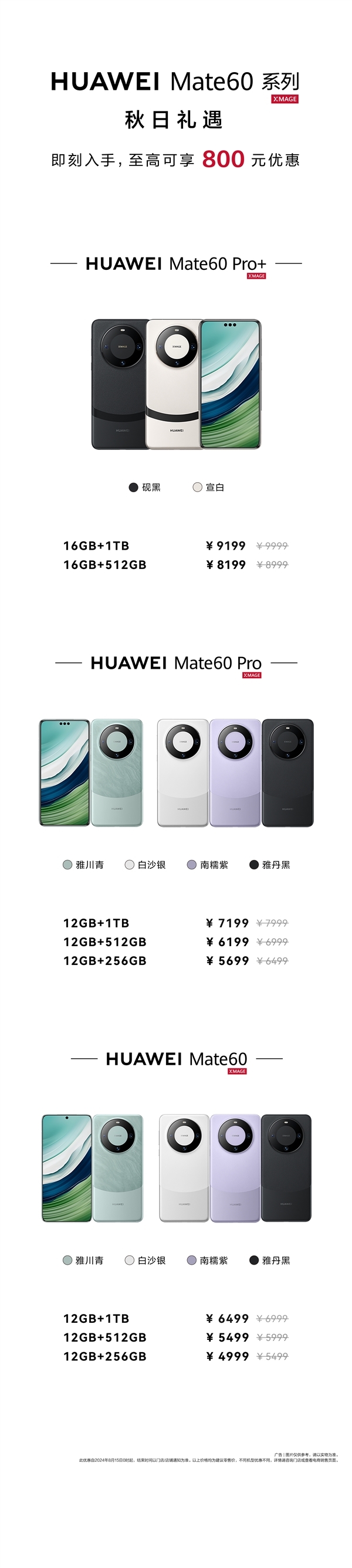 華為Mate 60系列突然降價800元！客服回應：降價前購買的用戶可價保