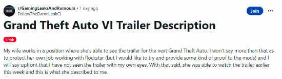 曝《GTA6》下周發預告 疑似預告內容流出