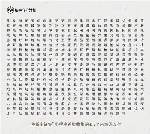 騰訊上線救字文檔：搶救457個瀕臨消失的生僻字