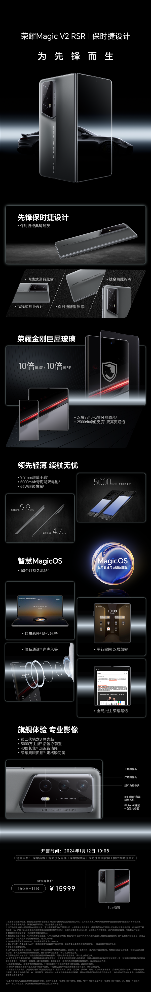一圖看懂榮耀Magic V2 RSR：1.6萬元保時捷設計超奢華