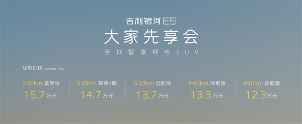 12.3萬(wàn)起 吉利銀河E5開(kāi)啟預(yù)售：用上吉利最強(qiáng)11合1智能電驅(qū)