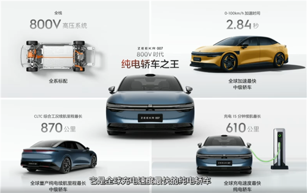 800V純電轎車之王！極氪007正式上市：20.99萬元起 元旦交付