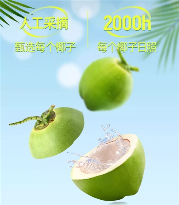 0脂肪、0蔗糖：海藍(lán)優(yōu)鮮椰子水9.9元/L抄底