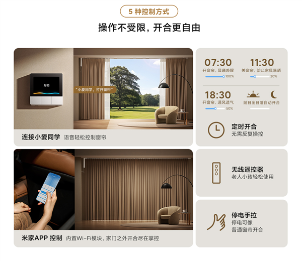 849元 小米米家智能窗簾2發布：5種開合方式 支持小米澎湃智聯