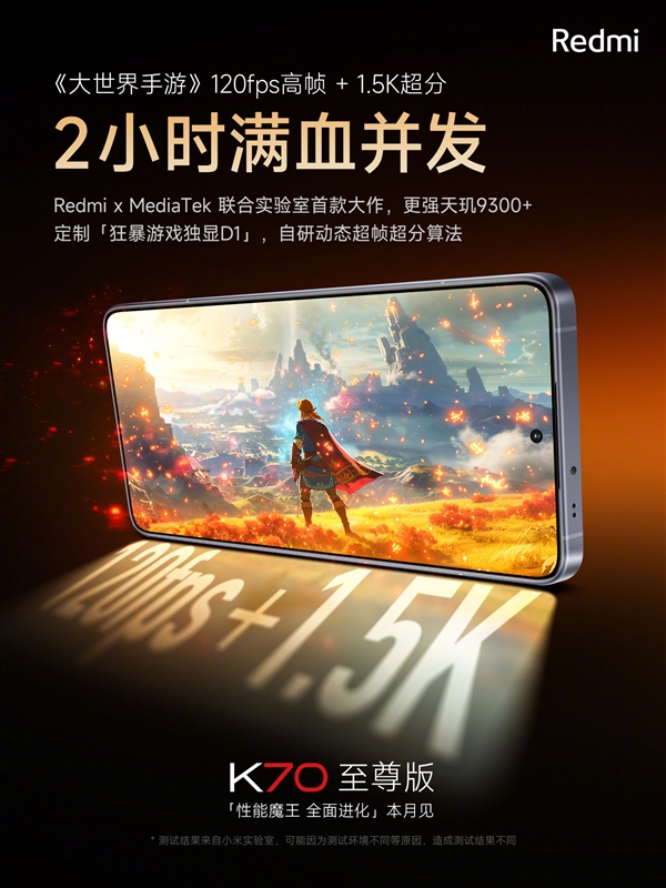 Redmi K70至尊版首發狂暴游戲獨顯D1芯片：游戲實戰難以想象