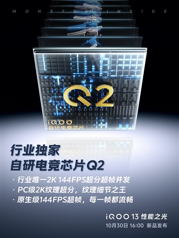 iQOO 13首發電競芯片Q2：行業唯一支持2K 144FPS超分超幀并發