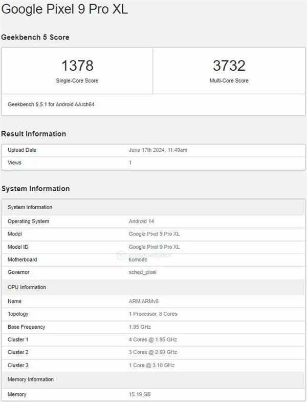 全球首款Android 15旗艦！谷歌Pixel 9 Pro XL現身跑分網站